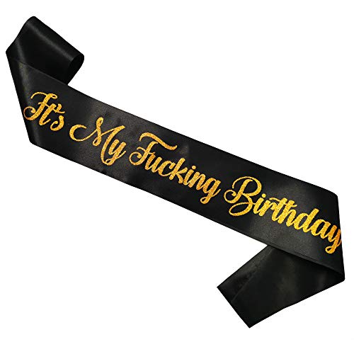 LP Lifestyle Black With Gold Glitter ‘It’s My F***ing Birthday’ Sash