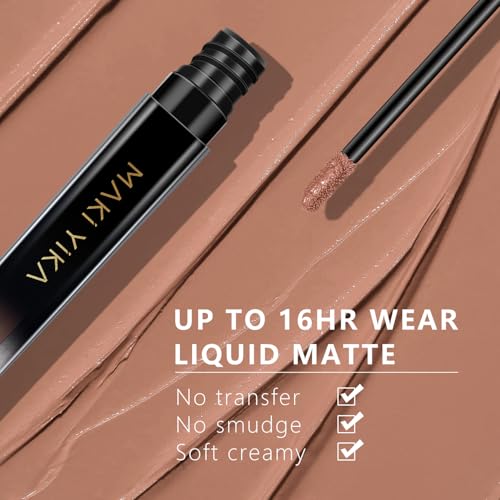 MAKI YIKA Nude Lipstick for Women Color Stay Long Lasting Lipsticks, No Smudge Matte Liquid Lipstick Transferproof Cruelty-Free Lip Color, Latte Nude - Thumbnail 3