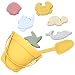 Swetup Jouet de Sable en Silicone, 8 Pcs Jouet Bac a Sable Silicone Enfant, Jouet Sable Enfant Silicone, Jouet de Plage Bebe en Silicone avec Seau Plage, Pelle, Moules à Sable pour Garçons Filles