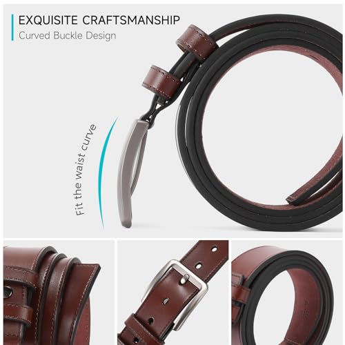GAEKEAO Mens Belt Full Grain Leather Belt for Men - Black Belt 1 3/8" Width Mens Belts for Jeans with Metal Buckle3