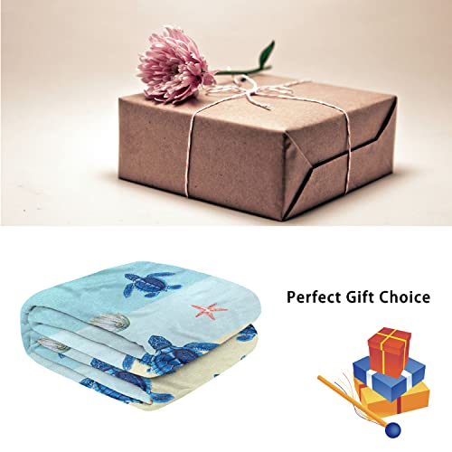 Cusfuk Sea Turtle Throw Blankets Summer Blue Bed Blanket Beach Sea Coastal Nautical Theme Decorations Gift Blanket 50X60 Inch With 2 Pillow Covers For Sea Turtle Lovers #TOP4