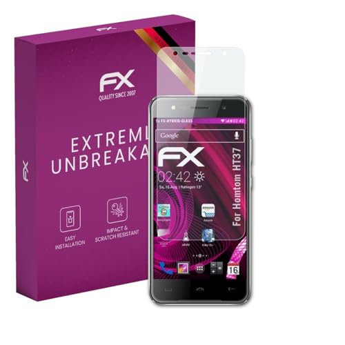 atFoliX Glasfolie kompatibel mit Homtom HT37 Panzerfolie, 9H Hybrid-Glass FX Schutzpanzer Folie