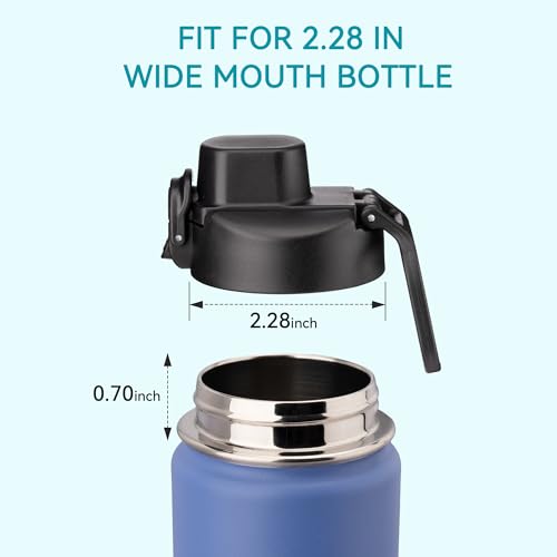 Image of Auto Flip Spout Lid Replacement for Hydro Flask Wide Mouth 12 /18 /24 /32 /40oz | Button Lock Water Bottle Lid with Carry Handle, BPA Free Wide Mouth Cap Compatible with Iron Flask, Bubba, Simple Modern