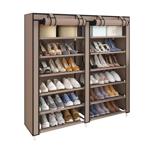 UDEAR Zapateros Organizador de Tela, 7 Pisos con Resistente al Polvo Marrón 120 x 30 x 110 cm