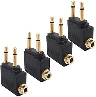 Valefod 4-Pack Airline Airplane Flight Adapters for Headphones, Golden Plated 3.5mm Jack