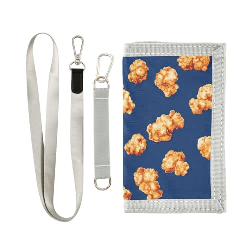 Yoogain Snack Chicken Popcorn Yummy Yellow billfold wallet for woman minimalist money clip with lanyard