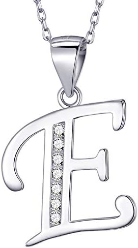 MASADA 925 Sterling Silver Letter Necklace - Initial Pendant with Zircon Stones - Personalised Alphabet, Teens & Girls - 46 cm - 18 inch Chain in Velvet Bag