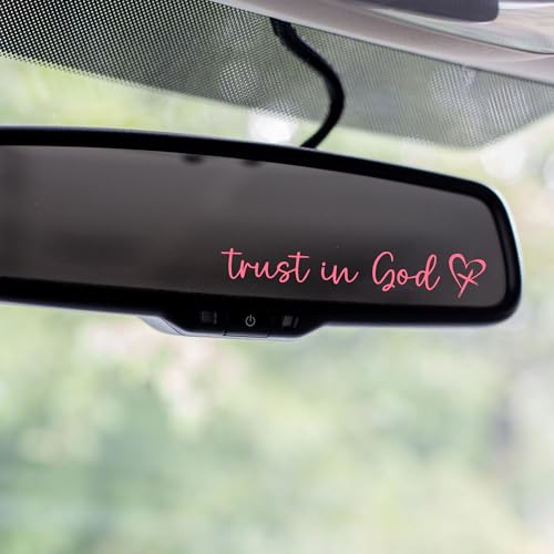Image of Miarita 3X Trust in God Rearview Mirror Decal, Vanity Mirror Stickers, Rear View Mirror Sticker, Car Mirror Stickers (Trust in God Pink)