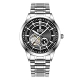 RUIGE Blue Hollow - Orologio da uomo in acciaio inox, completamente automatico, movimento meccanico, impermeabile, alla moda, la scelta migliore per regali quotidiani 5208-12, nero