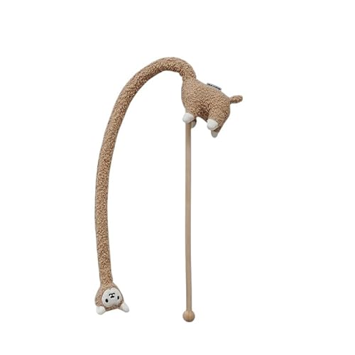 pet-159 猫じゃらし アルパカ おもちゃ 鈴入り かわいい 木製スティック 柔らか素材 室内遊び ストレス解消 運動不足解消 ペット用