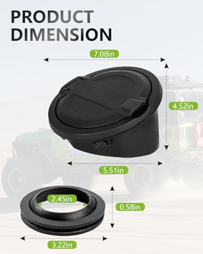 ADTOPI Gas Cap Cover Fuel Filler Door Protector Aluminum Gas Fuel Tank Cap Cover Compatible with Jeep Wrangler JL/JLU 2 Door & 4 Door 2018-2025, with Rubber Ring(Black, 1 Pack)