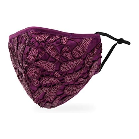 Weddingstar Luxury 3-Ply Washable Cloth Face Mask Reusable and Adjustable with Filter Pocket - Purple Garnet Cover