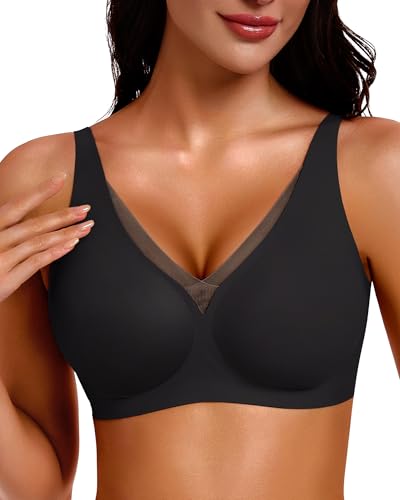 Image of Gailife Deep V Jelly Bras for Women No Underwire Wireless Seamless Push Up Bra Comfort Support Plunge Bralette Full Coverage