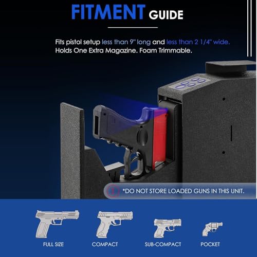 Coffre-fort for pistolets biométrique avec accès par code PIN et clé noire - 6