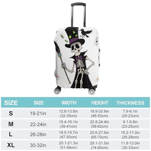 Magic Wand Skeleton Magician Elastic Luggage Cover Suitcase Protector for 19-32 Inch Suitcases | Universal Stretchable Travel Bag Cover | Anti-Scratch, Washable with Zipper Closure M2