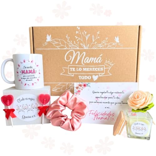 Caja Regalo para Madre - Regalo para Mama con Taza, Vela Perfumada, Rosa Eterna y mas | Pack Sorpresa para Madre Ideal para Cumpleaños, Día de la Madre y Navidad | Regalos Mama de Hija e Hijo