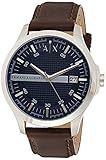 Armani Exchange Herren Uhr - Rundes Edelstahlgehäuse (Durchmesser 46 mm) glänzend und gebürstet - Wasserdicht bis 5 ATM