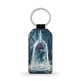 Porte-clé Belle et la bete dessin animé beauty beast Princesse Tableau Pastelle Alice Amour Keychain simili Cuir leather