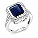 Sterling Silver Simulated Sapphire Vintage Women's Ring (5.00 Cttw Emerald Cut Available 5,6,7,8,9)