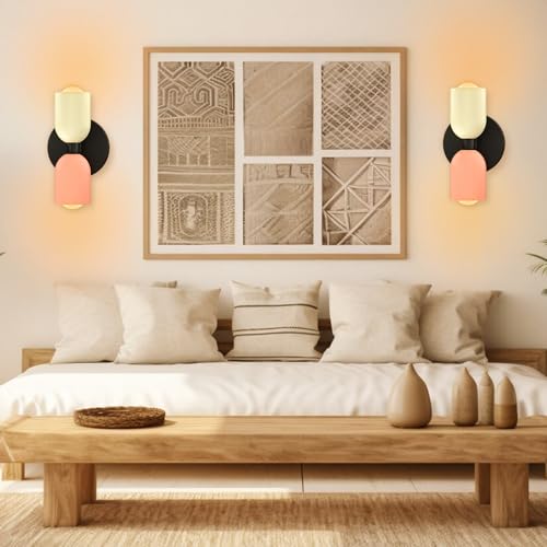 Image of CREATESTAR Indoor Warm Wall Sconces Sets of 2, Vanity Mirror Light Fixtures with 3000K E26 Bulb for Hallway Porch Corridor Home Decor