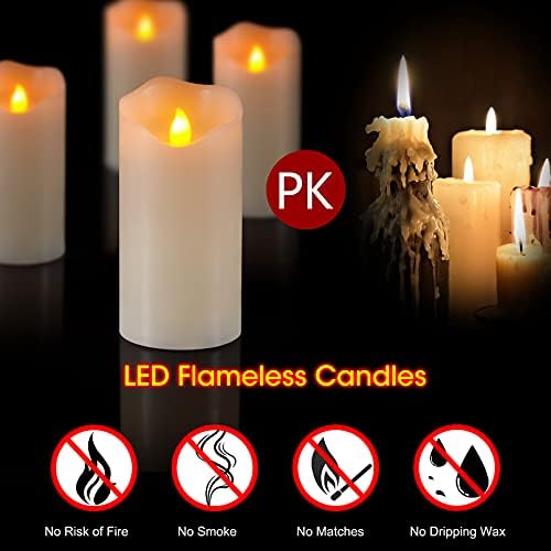 Ymenow Real Wax Pillar Candles with Remote (3*6"), 2pcs Battery Operated Flameless Real Wax LED Pillar Candle Lights with 2/4/6/8H Timer for Home Table Halloween Christmas Decorations - Warm White