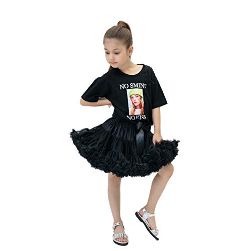 Baby Girl Tulle Skirt Extra Fluffy Petticoat For Girls 36 Colors Kids Tutu Skirt Ballet Pettiskirt For Little Girl (6M-10T) Black S #TOP6