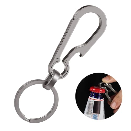 Ouligay Titanium Carabiner Keychain Clip Key Holder Keyring Titanium Bottle Opener Multifunctional Heavy Duty Keyring for Men Women