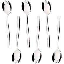 6-Piece Silver Stainless Steel Sporks, 7.9 INCH Stainless Steel Spoon Sporks, Ice Cream Spoon & Salad Forks Flatware Set