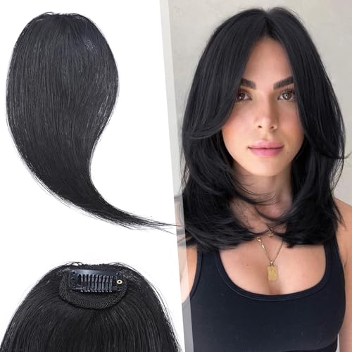 Hairro Clip in Wave Side Bangs Extensions, 100% Human Hair