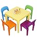 Saturnpower Kids Table and 4 Chairs Set, Toddler Table Plastic Sturdy Desk for Reading, Art, Homework