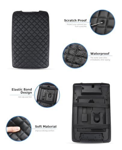 Image of INTGET Center Console Armrest Cover for Ford F150 Accessories 2009 2010 2011 2012 2013 2014 Car Middle Lid Seat Cover Protector (Black Pad, 2009-2014)