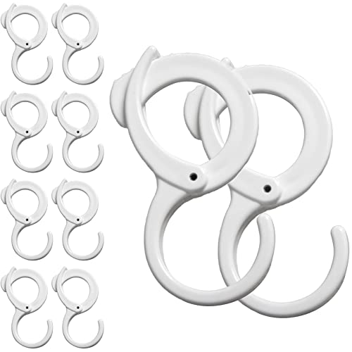 Muranana 15 Pack S Hooks, Plastic Hanging Hooks With Safety Adjustable Gear, Windproof Hook For Hanging Coats, Clothing, Bags, Jeans, Towels, Kitchen Utensil, Suitable For Home And Outdoor-White #TOP24