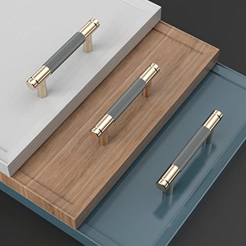 Elebuild 10 Pack 3Inch Cabinet Pulls Knobs Aluminum Gray And Gold Drawer Handle For Kitchen Bathroom Bedroom Wardrobe Hardware, 3" Hole Center #TOP3