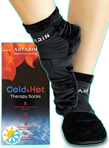 {New} Cold and Hot Therapy Socks – Foot Ice Packs – Reusable Gel Ice Pack for Neuropathy – Arthritis – Plantar Fasciitis – Post Partum – Chemotherapy – Swollen Feet – Foot Pain Relief (S-M, Black)
