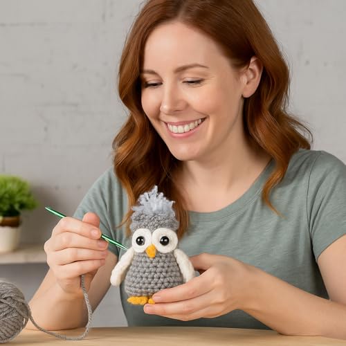 Image of Leisure Arts Amigurumi Miniatures Owl Crochet Pattern Book | Miniature owl amigurumi crochet pattern. Intermediate level. Step-by-step instructions and detailed images included.