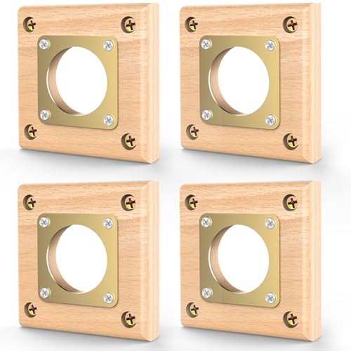 Ensayeer 4 Pack Predator Guards for Birdhouses, Strong Wooden Birdhouse Protector Guards with Copper Portals, Birdhouse Hole Protector Guard Replacement for Eastern Bluebird Houses, 1 1/2 Inch Opening