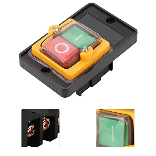 Interrupteur à Bouton-poussoir Marche/arrêt étanche AC220V/380V 10A Auto-verrouillage Interrupteur de Perceuse de Banc de Machine de Réinitialisation Automatique pour Perceuse à Colonne, Scies à Table