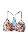 Jessica Simpson Women's Starburst Ring Racer Back Bra Bikini Top with Soft Cups