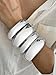 Inactwin Chunky Gold Bracelets for Women Trendy Wide Wrist Silver Bangles Bracelet Stack Statement Bangle Fashion Jewelry Gift Accessories (4pcs Silver -1)