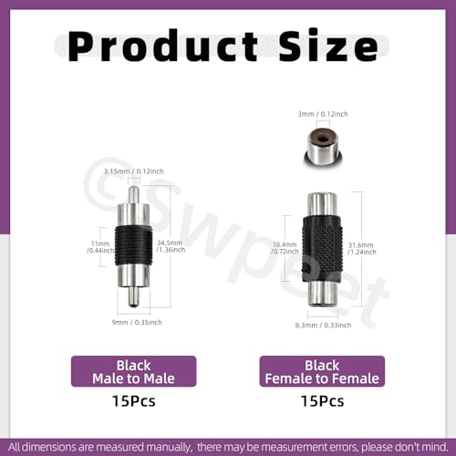 Kit de 30 Conectores RCA Coupler Platinados Swpeet miniatura 2