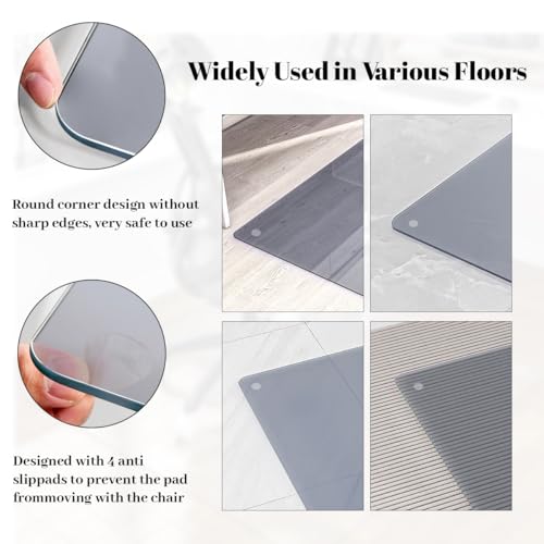 Image of [Tempered Glass] 36 inch x 46 inch Glass Office Chair Mat for Carpet