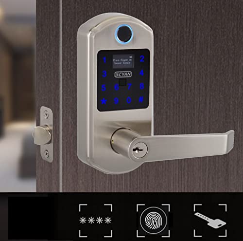 Smart Door Lock, 4 In 1 Keyless Entry Door Lock With Oled Display, Keypad Door Lock, Fingerprint Door Lock, Biometric Door Lock, Keypad Entry Door Lock, Touchscreen Code Door Lock, Digital Door Lock #TOP1
