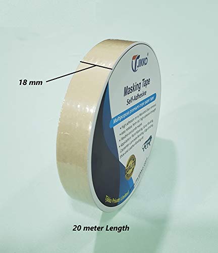 TJIKKO Masking Tape Premium Grade 18 mm Width 20 Meter Length Off White (Set of 8) 4