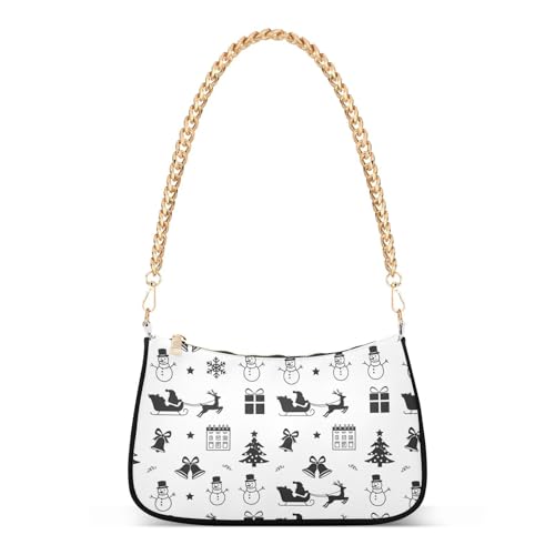 Sac à main tendance noir et blanc à motif de Noël pour femme