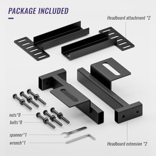 FLYVLIEG Adjustable Headboard Brackets - Universal Metal Bed Frame Headboard Wall Mounting Brackets with Footboard Extension Kit (Black) by FLYVLIEG - Image 8