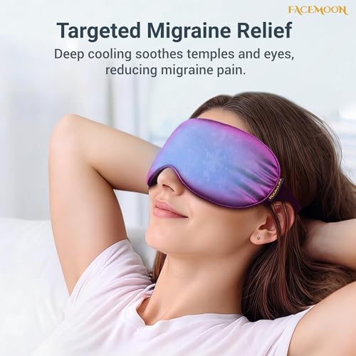 Image of Cold Eye Mask: Cooling Eye Mask for Puffy Eyes, Headache, Migraines Relief - Cold Compress for Dark Circles, Tired Eyes, After Surgery - Reusable Gel Ice Pack, Weighted Sleep Mask(Black,Purple)