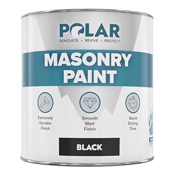 Polar Black Masonry Paint - 500ml | Matt Finish | Multi-Purpose Interior & Exterior Emulsion Paint for Kitchen, Living Room, Garden, Walls, Ceilings, Brick, Concrete | Durable Performance