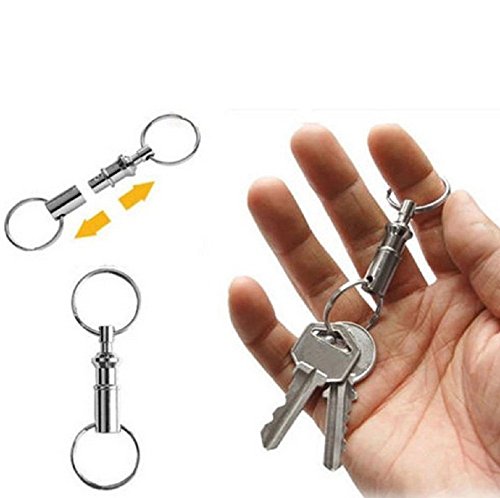Rongbo 3 Pack Quick Release Detachable Pull Apart Key Rings Keychains,Double Spring Split Snap Seperate Chain Lock Holder Convenient Accessory Gift (3Pack) #TOP5