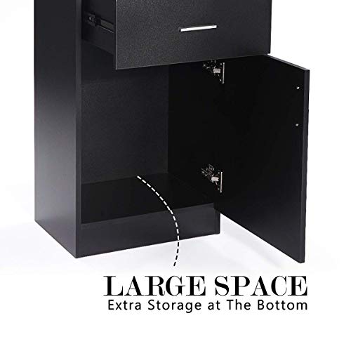 Jaxpety 3-Tier Beauty Salon Storage Cabinet, Lockable Styling Station With 6 Tool Holders, Stylist Equipment, Black #TOP7