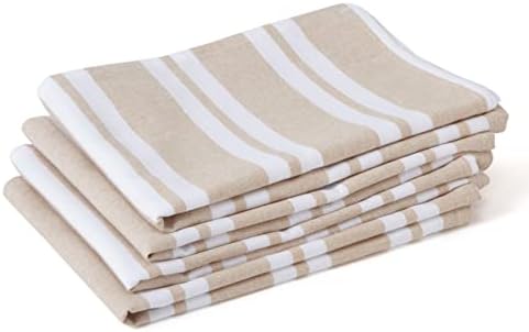 Encasa Tea Towels - Kitchen Dish towels Made With Cotton & Highly Absorbent For Cleaning, Quick Drying Of Plates & Glasses X-large, 18 x 28 inch|Butcher Black (Set of 4 pieces)